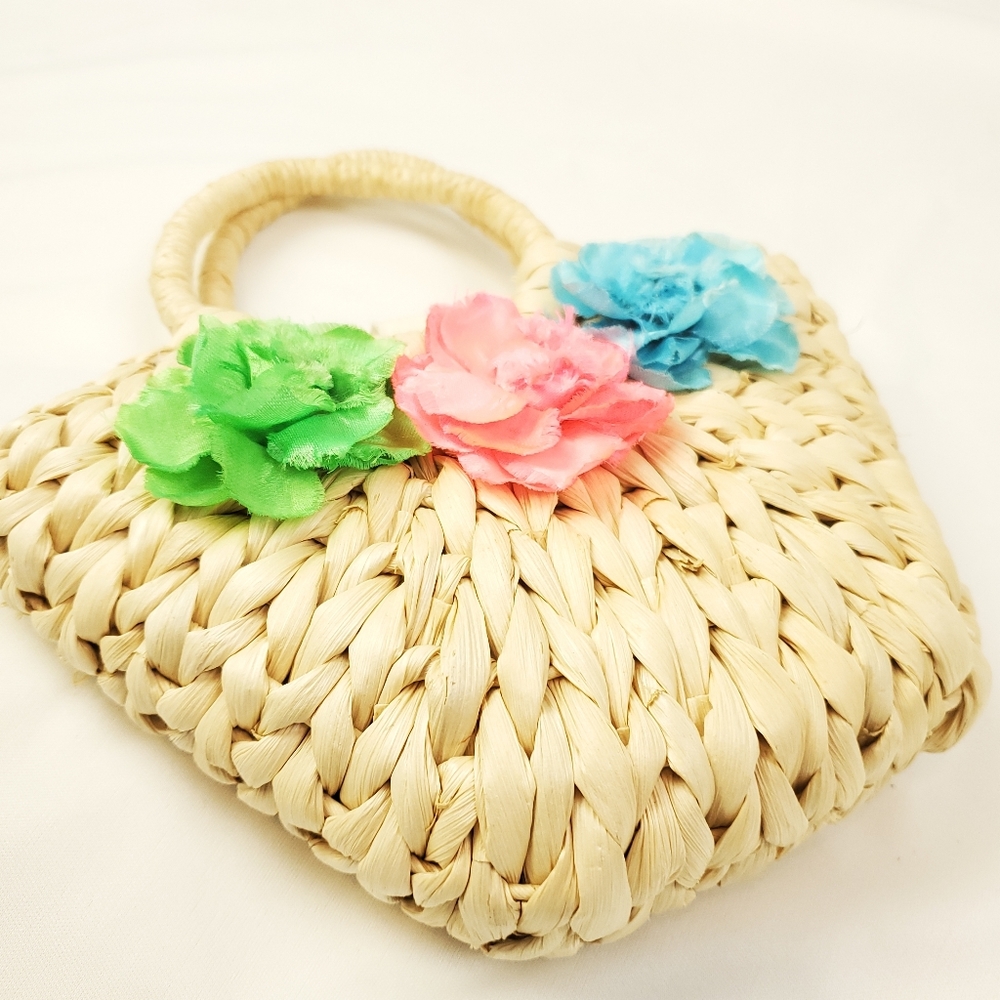 Toby NYC Children's Floral Wicker Bag